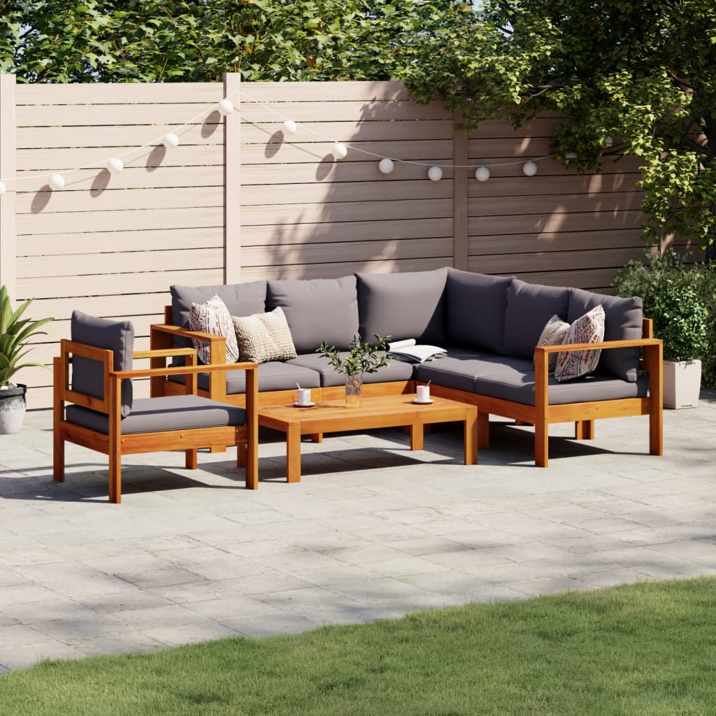 Set Divano da Giardino 5 pz con Cuscini Legno Massello Acacia | homemem39