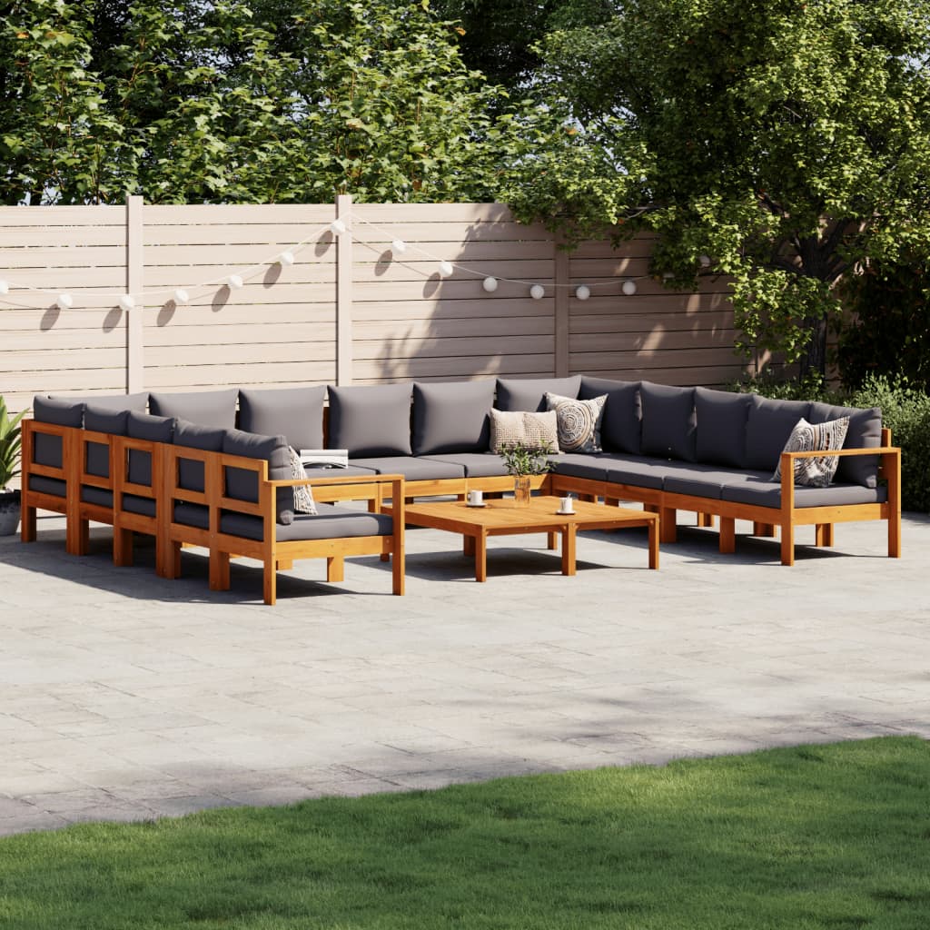 Set Divani da Giardino 10pz con Cuscini Legno Massello Acacia | homemem39