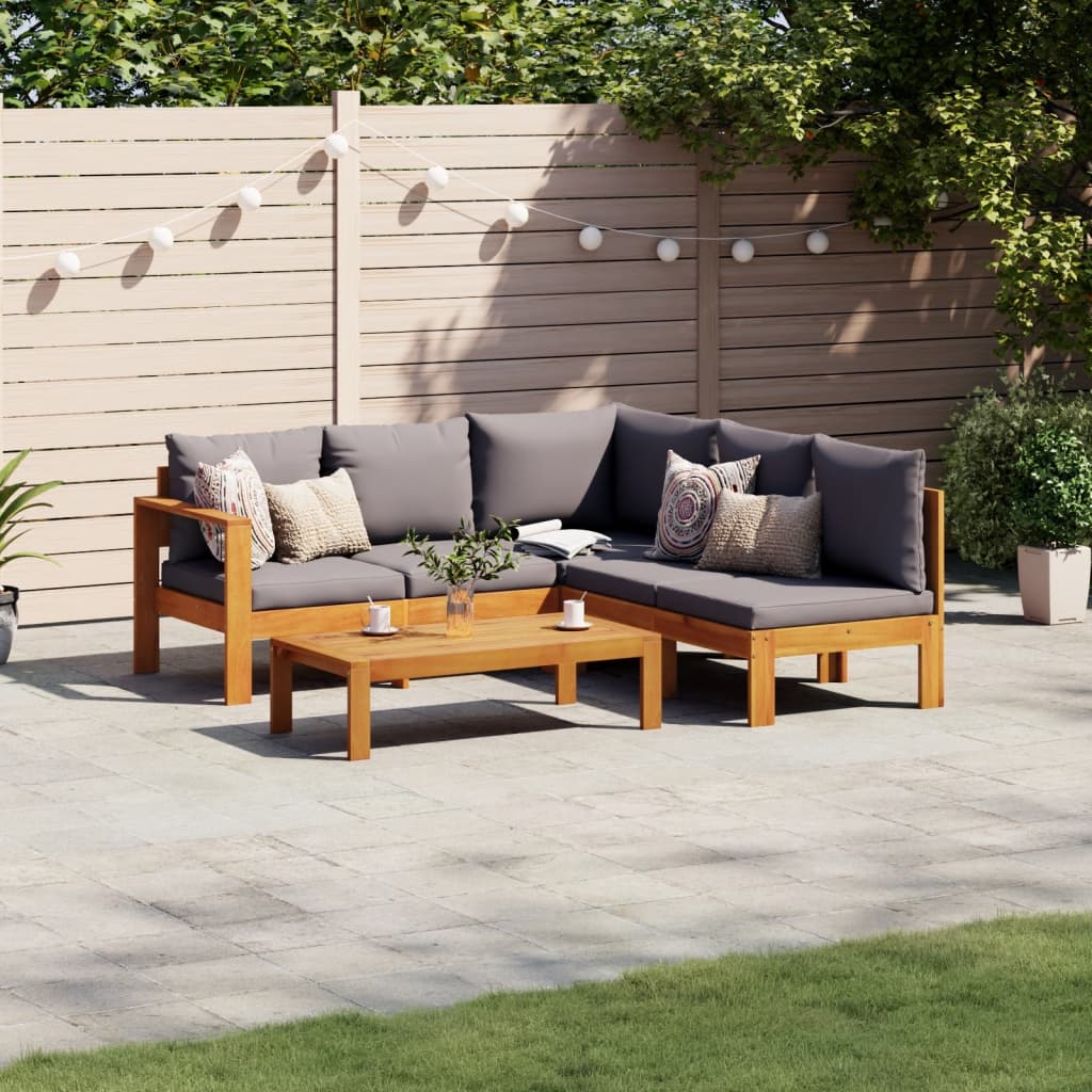 Set Divani da Giardino 4pz con Cuscini Legno Massello di Acacia | homemem39