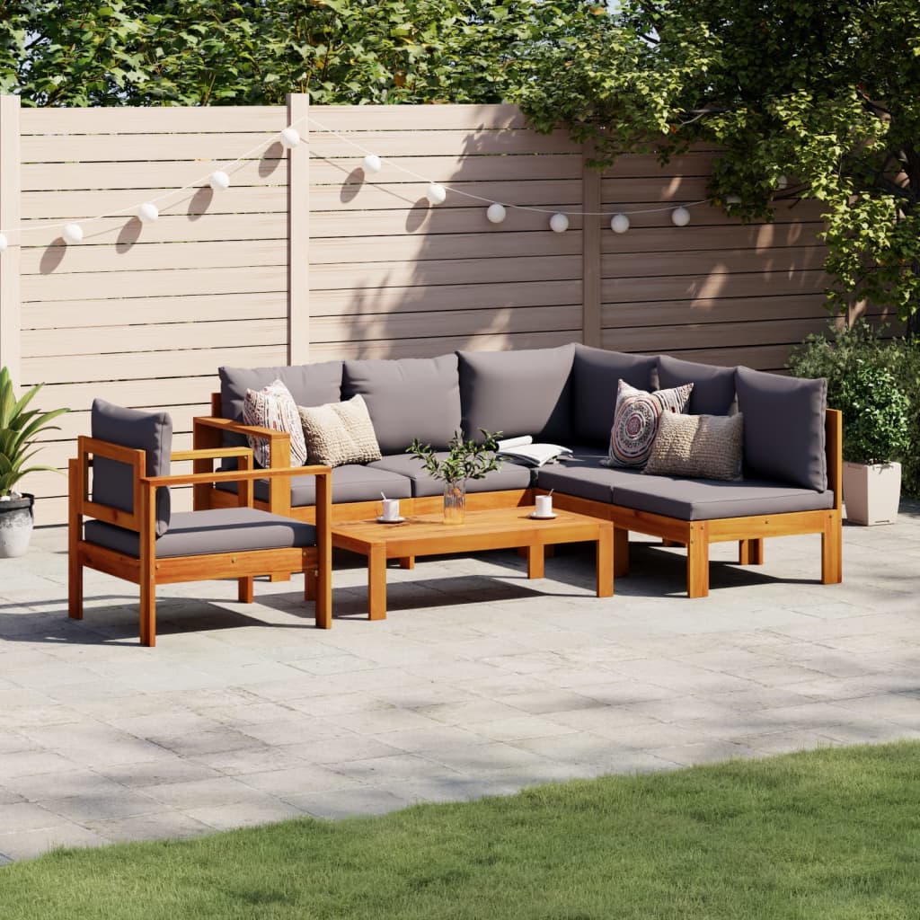 Set Divano da Giardino 5 pz con Cuscini Legno Massello Acacia | homemem39