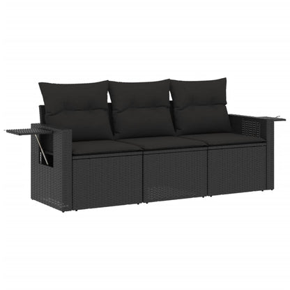 Set Divani da Giardino 3 pz con Cuscini in Polyrattan Nero - homemem39