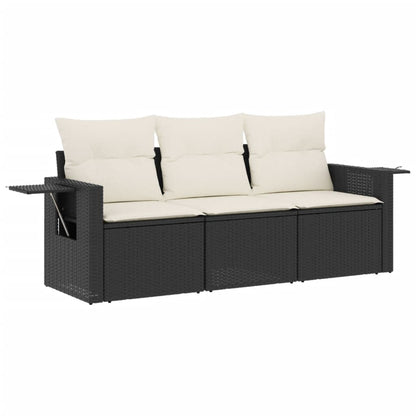 Set Divani da Giardino 3 pz con Cuscini in Polyrattan Nero - homemem39