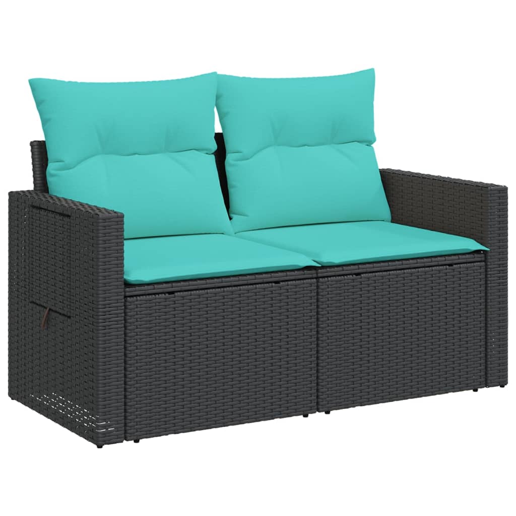 Set Divani da Giardino 3 pz con Cuscini Nero in Polyrattan | homemem39