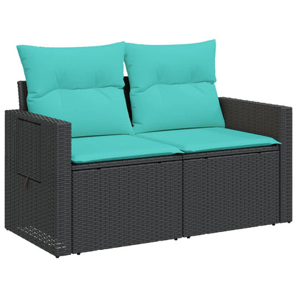 Set Divani da Giardino 3 pz con Cuscini Nero in Polyrattan | homemem39