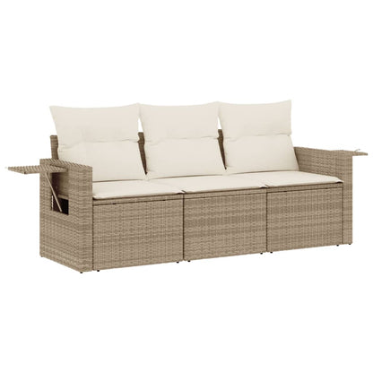 Set Divano da Giardino 3 pz con Cuscini Beige in Polyrattan - homemem39