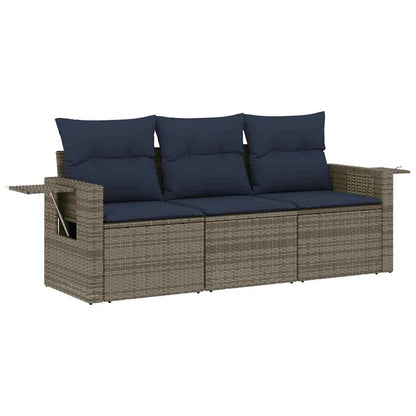 Set Divani da Giardino 3 pz con Cuscini Grigio in Polyrattan | homemem39