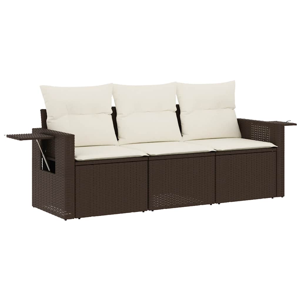 Set Divano da Giardino 3 pz con Cuscini in Polyrattan