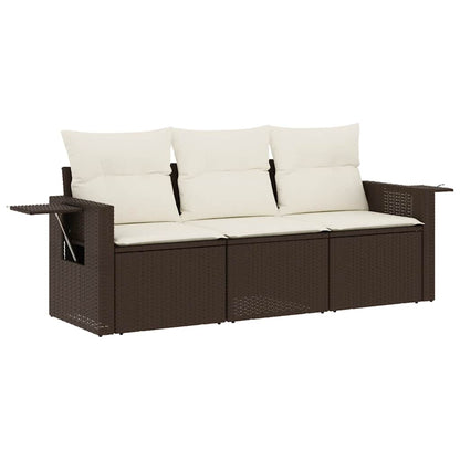 Set Divano da Giardino 3 pz con Cuscini in Polyrattan