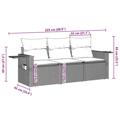 Set Divano da Giardino 3 pz con Cuscini Marrone in Polyrattan - homemem39