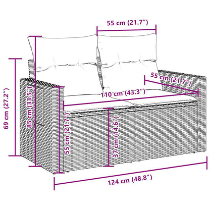 Set Divano da Giardino 3 pz con Cuscini Marrone in Polyrattan - homemem39