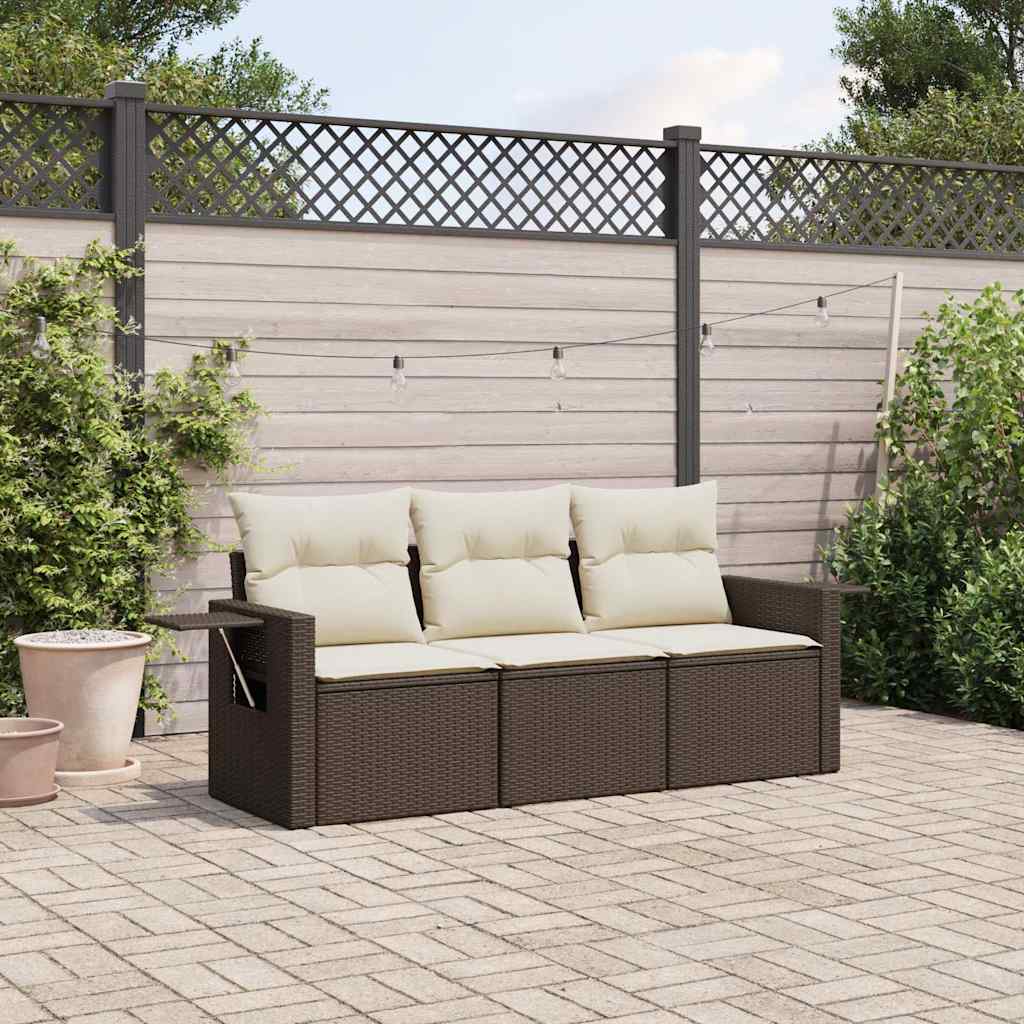 Set Divano da Giardino 3 pz con Cuscini in Polyrattan