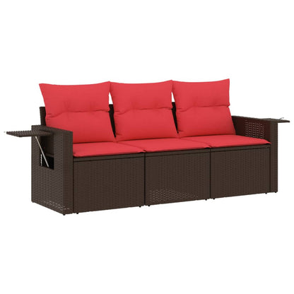 Set Divani da Giardino 3 pz con Cuscini Marrone in Polyrattan | homemem39