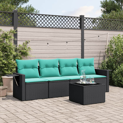 Set Divani da Giardino 5 pz con Cuscini Nero in Polyrattan | homemem39