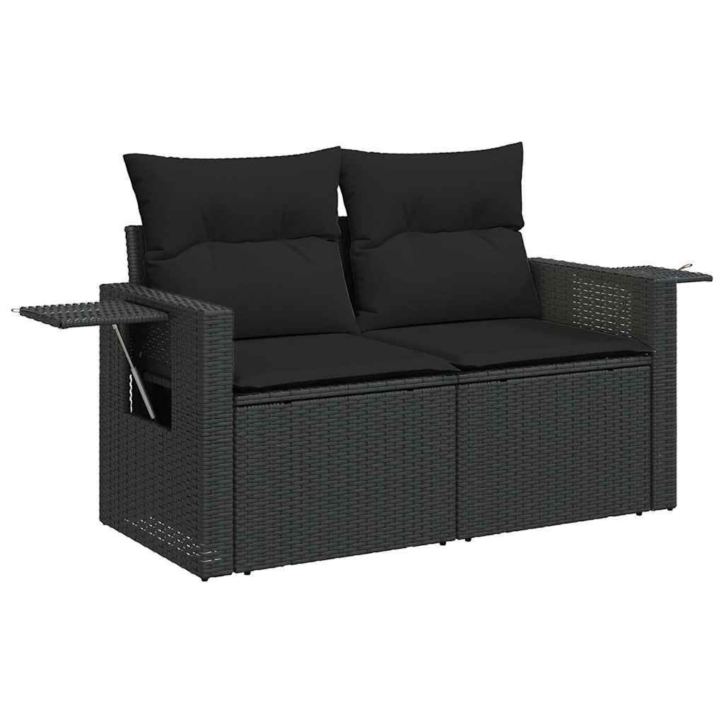 Set Divano da Giardino 6 pz con Cuscini Nero in Polyrattan | homemem39