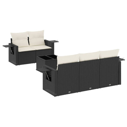 Set Divano da Giardino 6 pz con Cuscini Nero in Polyrattan | homemem39