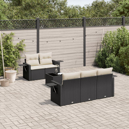 Set Divano da Giardino 6 pz con Cuscini Nero in Polyrattan | homemem39
