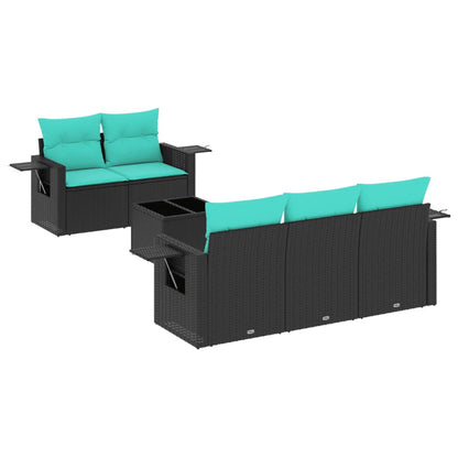 Set Divani da Giardino 6 pz con Cuscini Nero in Polyrattan | homemem39
