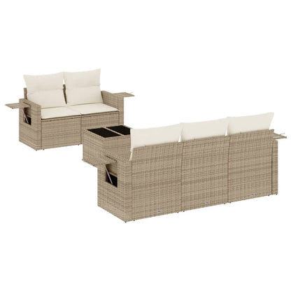 Set Divano da Giardino 6 pz con Cuscini Beige in Polyrattan - homemem39