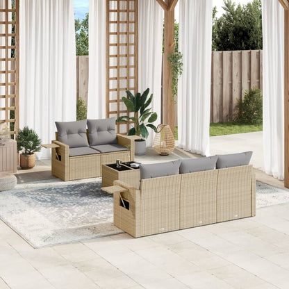 Set Divano da Giardino 6 pz con Cuscini Beige in Polyrattan - homemem39