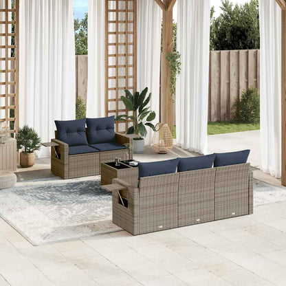 Set Divani da Giardino 6 pz con Cuscini Grigio in Polyrattan | homemem39