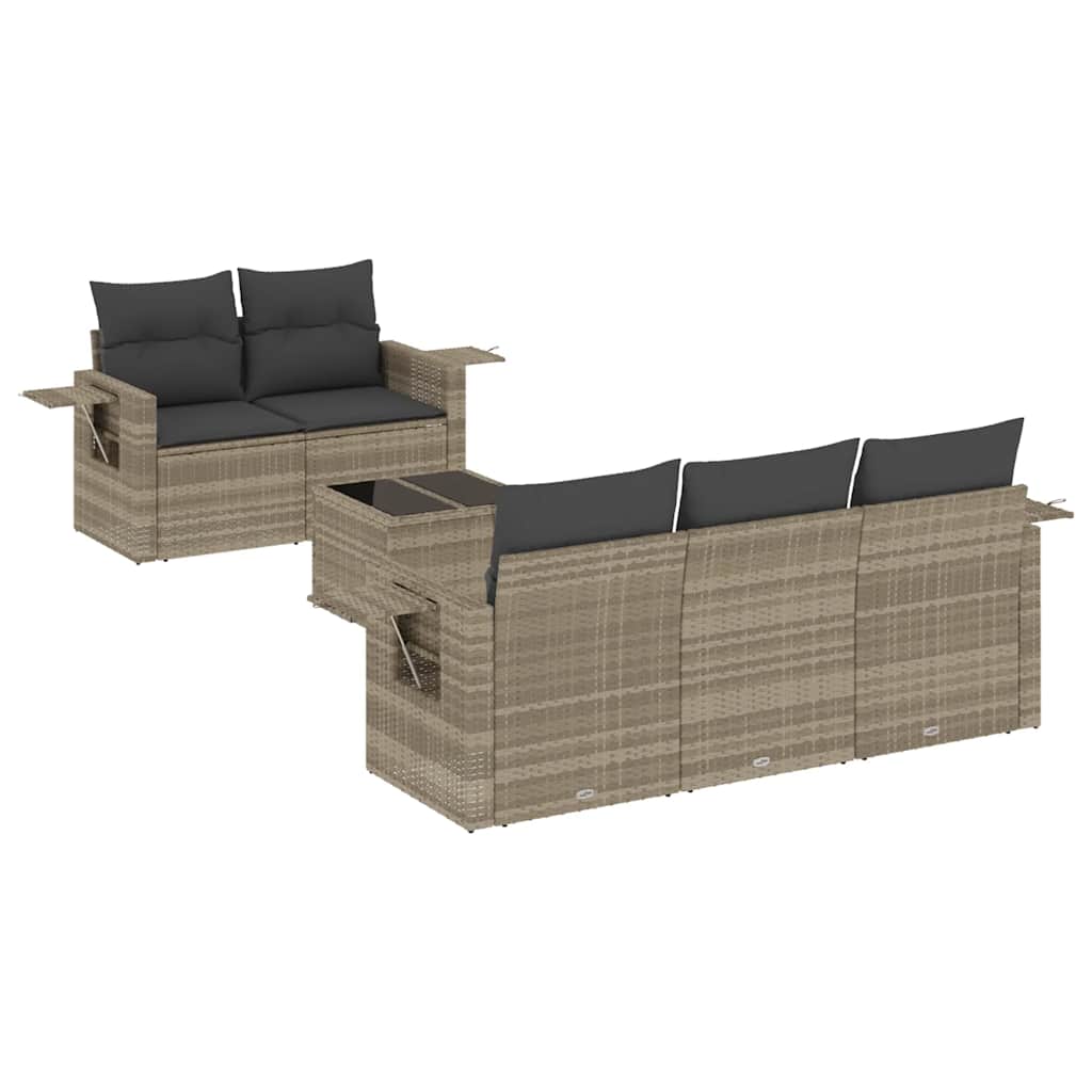 Set Divano da Giardino 6pz con Cuscini Grigio Chiaro Polyrattan - homemem39