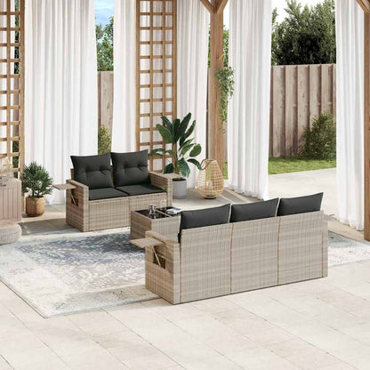 Set Divano da Giardino 6pz con Cuscini Grigio Chiaro Polyrattan | homemem39