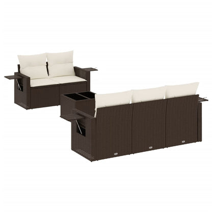 Set Divano da Giardino 6 pz con Cuscini Marrone in Polyrattan | homemem39