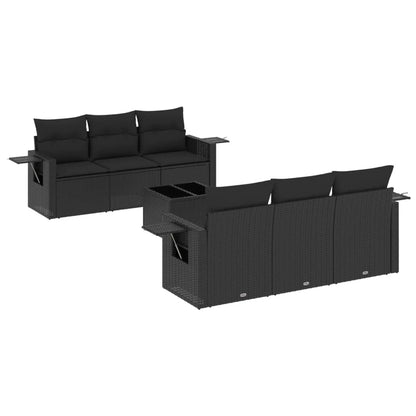 Set Divani da Giardino con Cuscini 7pz Nero Polyrattan - homemem39