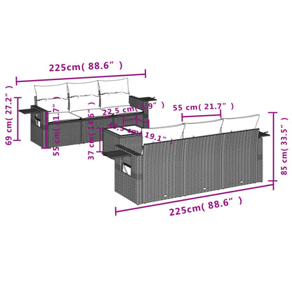 Set Divani da Giardino con Cuscini 7pz Nero Polyrattan | homemem39