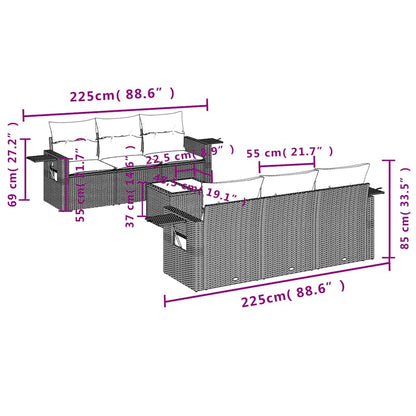 Set Divani da Giardino 7 pz con Cuscini Nero in Polyrattan | homemem39