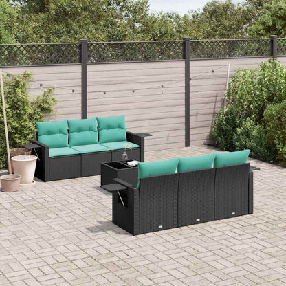 Set Divani da Giardino 7 pz con Cuscini Nero in Polyrattan | homemem39