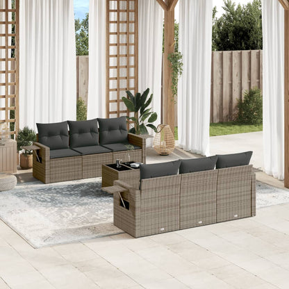 Set Divani da Giardino 7 pz con Cuscini Grigio in Polyrattan | homemem39