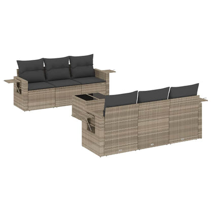 Set Divani da Giardino 7pz con Cuscini Grigio Chiaro Polyrattan - homemem39