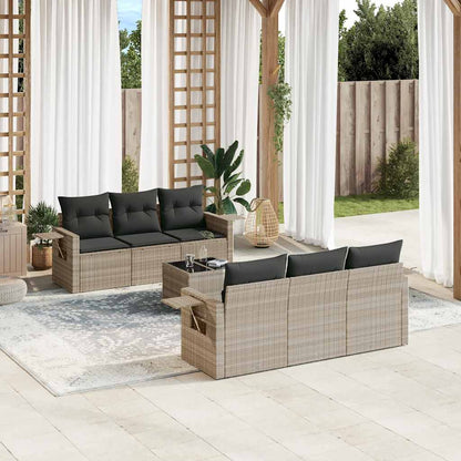 Set Divani da Giardino 7pz con Cuscini Grigio Chiaro Polyrattan | homemem39