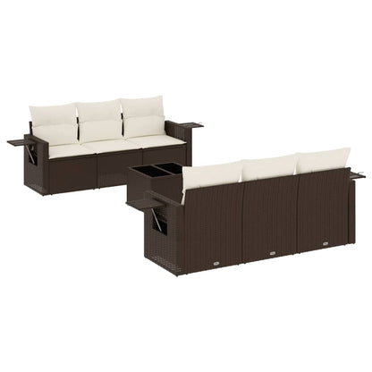 Set Divani da Giardino 7 pz con Cuscini Marrone in Polyrattan - homemem39