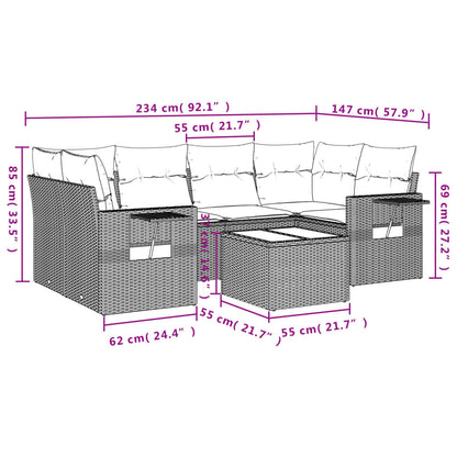 Set Divani da Giardino 7 pz con Cuscini Grigio in Polyrattan | homemem39