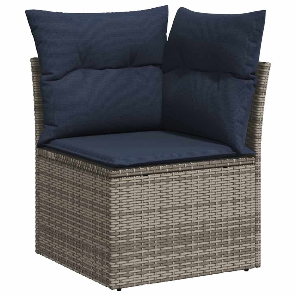 Set Divani da Giardino 7 pz con Cuscini Grigio in Polyrattan | homemem39