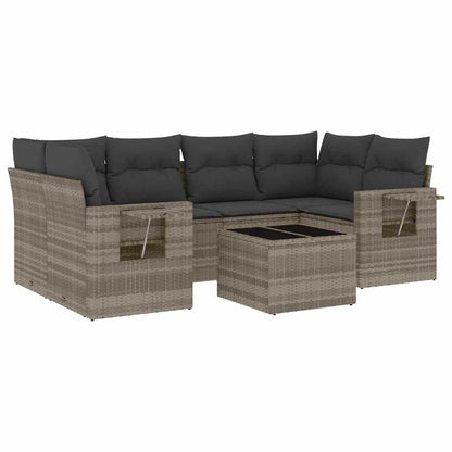 Set Divani da Giardino 7pz con Cuscini Grigio Chiaro Polyrattan | homemem39
