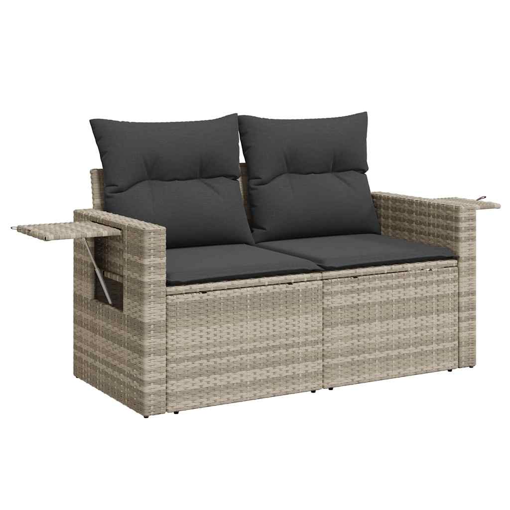 Set Divani da Giardino 7pz con Cuscini Grigio Chiaro Polyrattan | homemem39