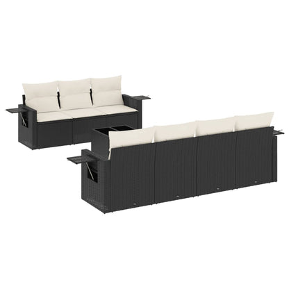 Set Divani da Giardino con Cuscini 8 pz Nero in Polyrattan | homemem39