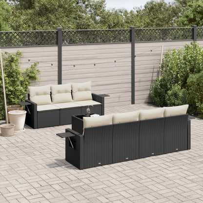 Set Divani da Giardino con Cuscini 8 pz Nero in Polyrattan | homemem39