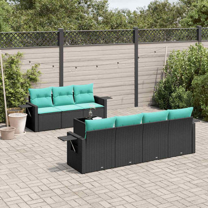 Set Divani da Giardino 8 pz con Cuscini Nero in Polyrattan | homemem39