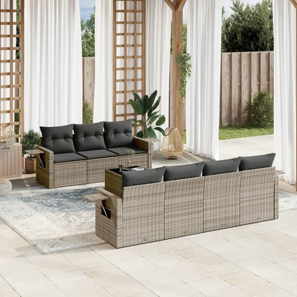 Set Divano da Giardino 8 pz con Cuscini Grigio in Polyrattan | homemem39