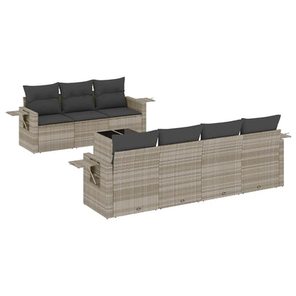 Set Divano da Giardino 8pz con Cuscini Grigio Chiaro Polyrattan | homemem39