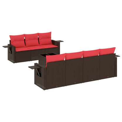 Set Divani da Giardino 8 pz con Cuscini Marrone in Polyrattan | homemem39