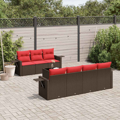 Set Divani da Giardino 8 pz con Cuscini Marrone in Polyrattan | homemem39