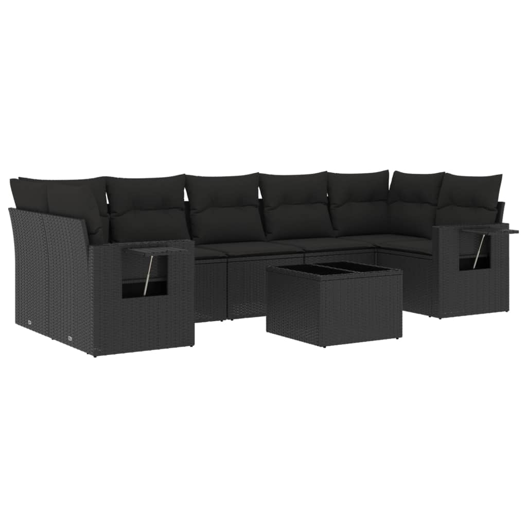 Set Divani da Giardino con Cuscini 8 pz Nero in Polyrattan - homemem39