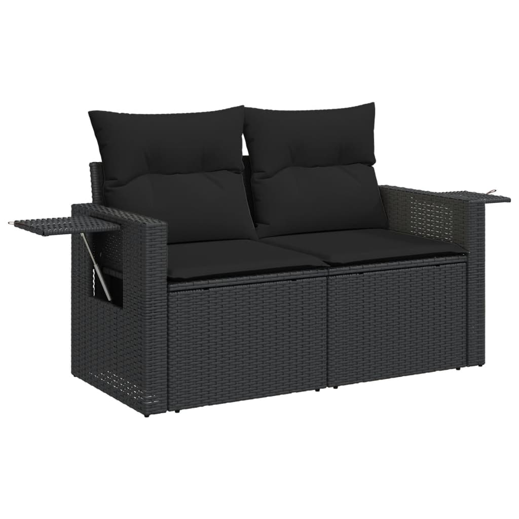 Set Divani da Giardino con Cuscini 8 pz Nero in Polyrattan | homemem39