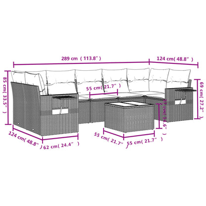 Set Divani da Giardino con Cuscini 8 pz Nero in Polyrattan | homemem39