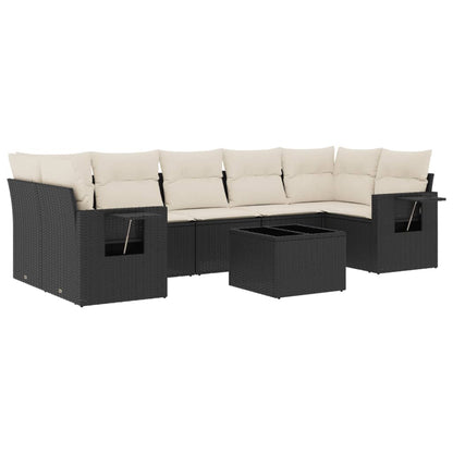 Set Divani da Giardino con Cuscini 8 pz Nero in Polyrattan - homemem39
